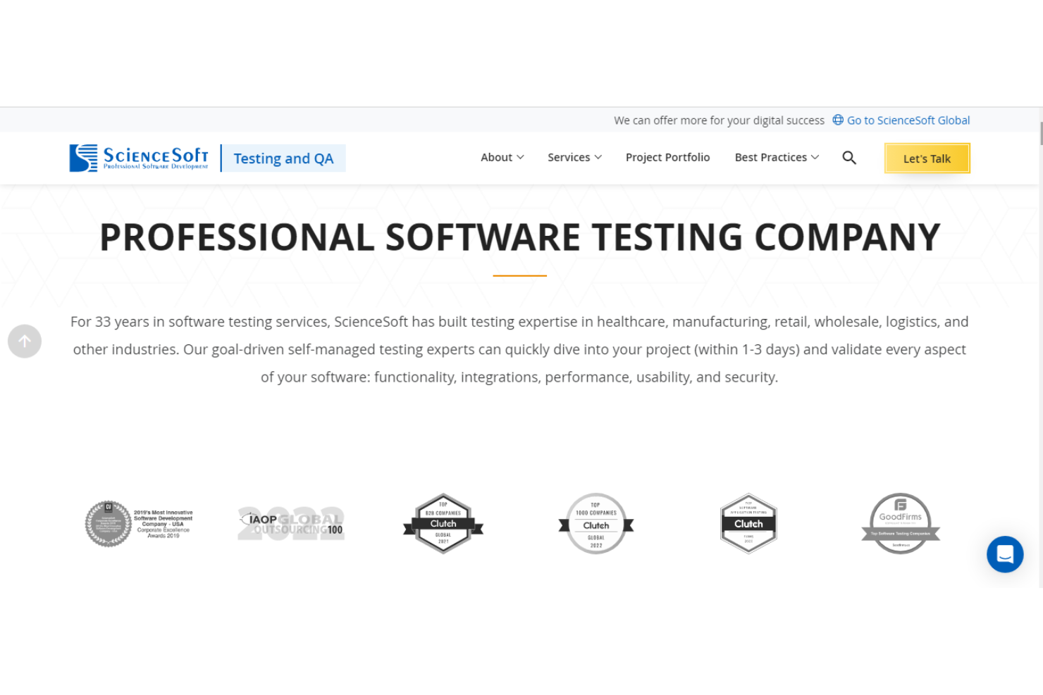 ScienceSoft screenshot - 10 meilleurs services de test d’applications mobiles évalués en 2026