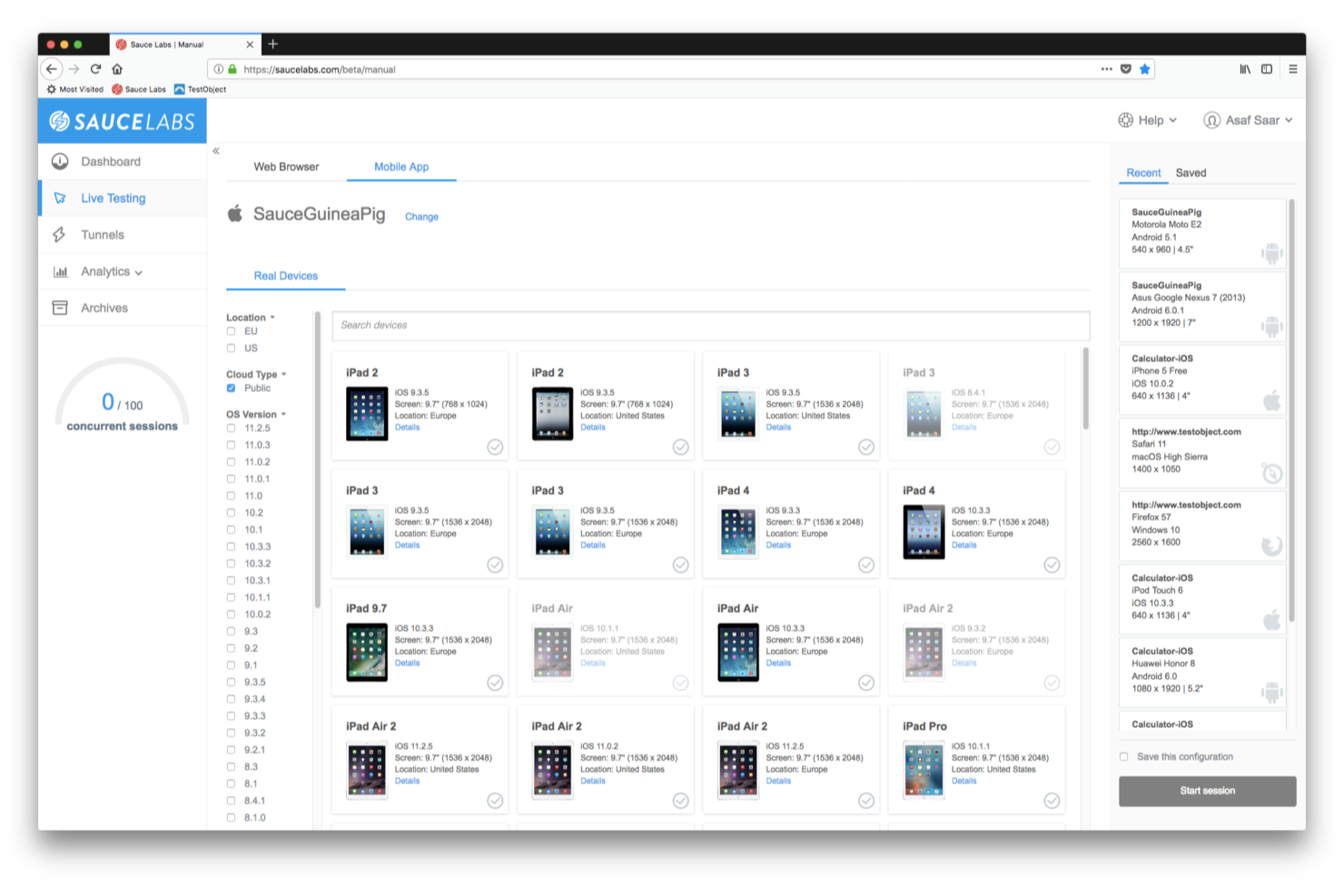 Sauce Labs screenshot - 15 Beste Tools für Funktionstests im Jahr 2026 bewertet