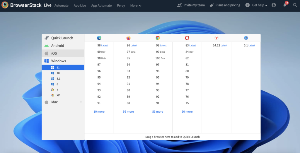 BrowserStack screenshot - 15 Beste Cross-Browser-Test-Tools im Jahr 2026 bewertet