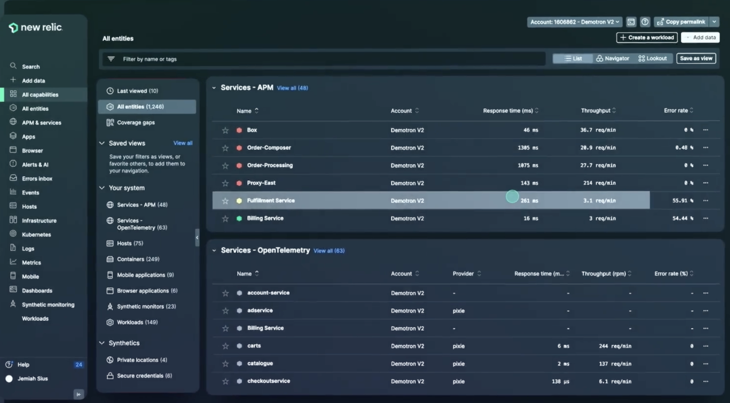 New Relic screenshot - 10 meilleurs outils de test de charge examinés pour 2026