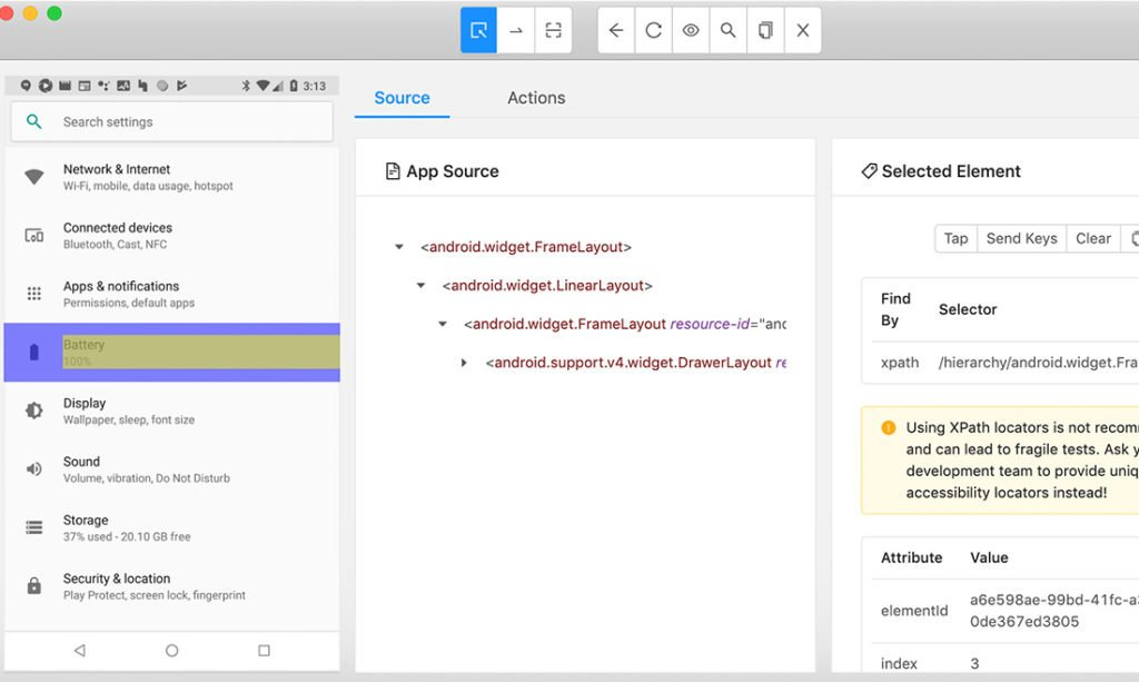 Appium screenshot - 10 Beste kostenlose Testmanagement-Tools für 2026