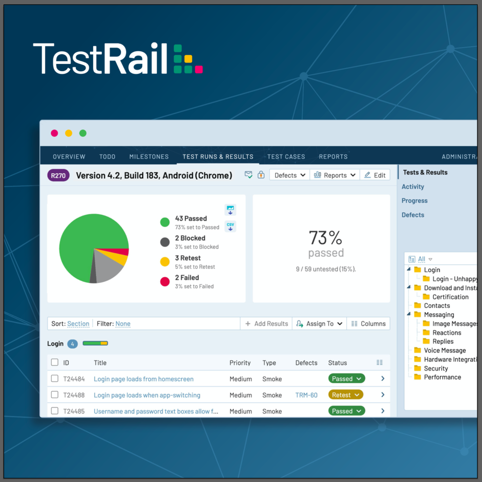 TestRail screenshot - 20 meilleurs outils de gestion des tests pour Jira en 2026