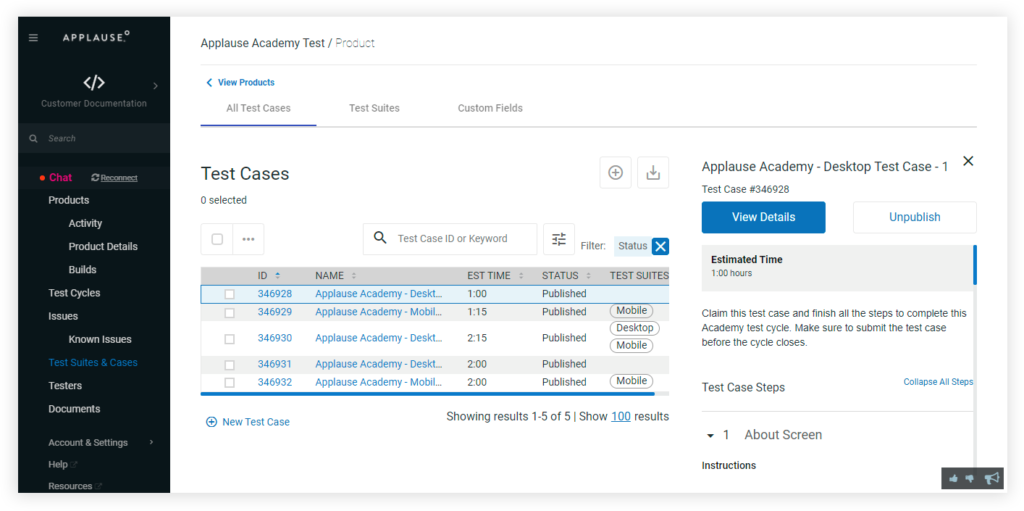 Applause screenshot - 20 Beste Testfall-Management-Software im Jahr 2026