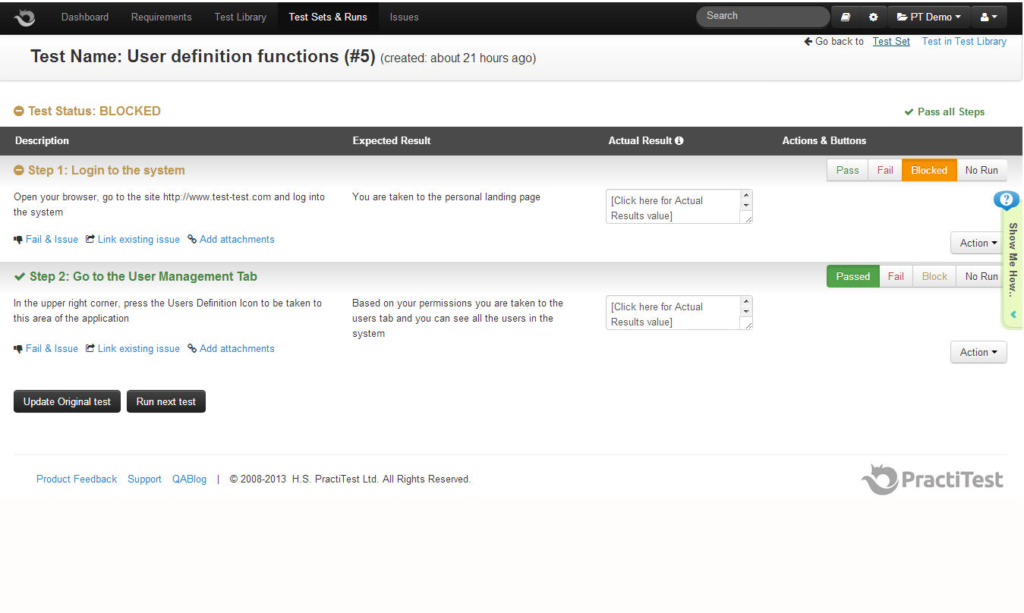 PractiTest screenshot - 20 Meilleurs Logiciels de Gestion des Cas de Test en 2026