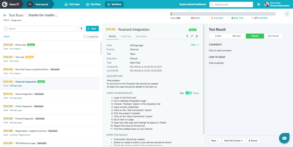 TestCaseLab screenshot - 20 Meilleurs Logiciels de Gestion des Cas de Test en 2026