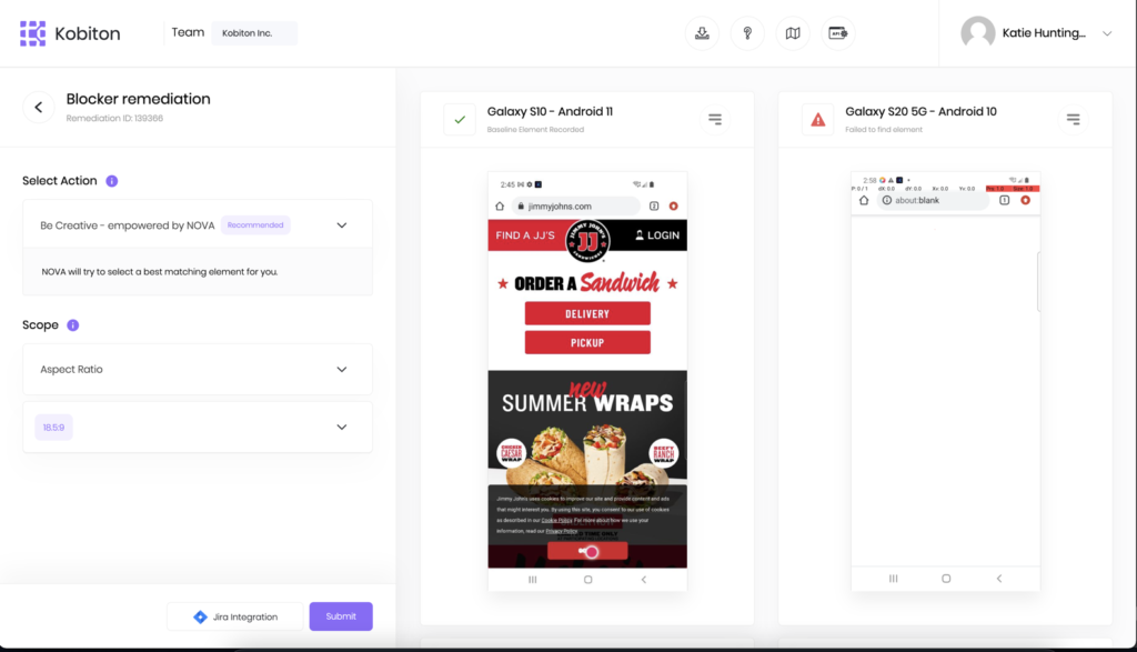 Kobiton screenshot - 10 Meilleurs Logiciels de Test de Performance Passés en Revue en 2026