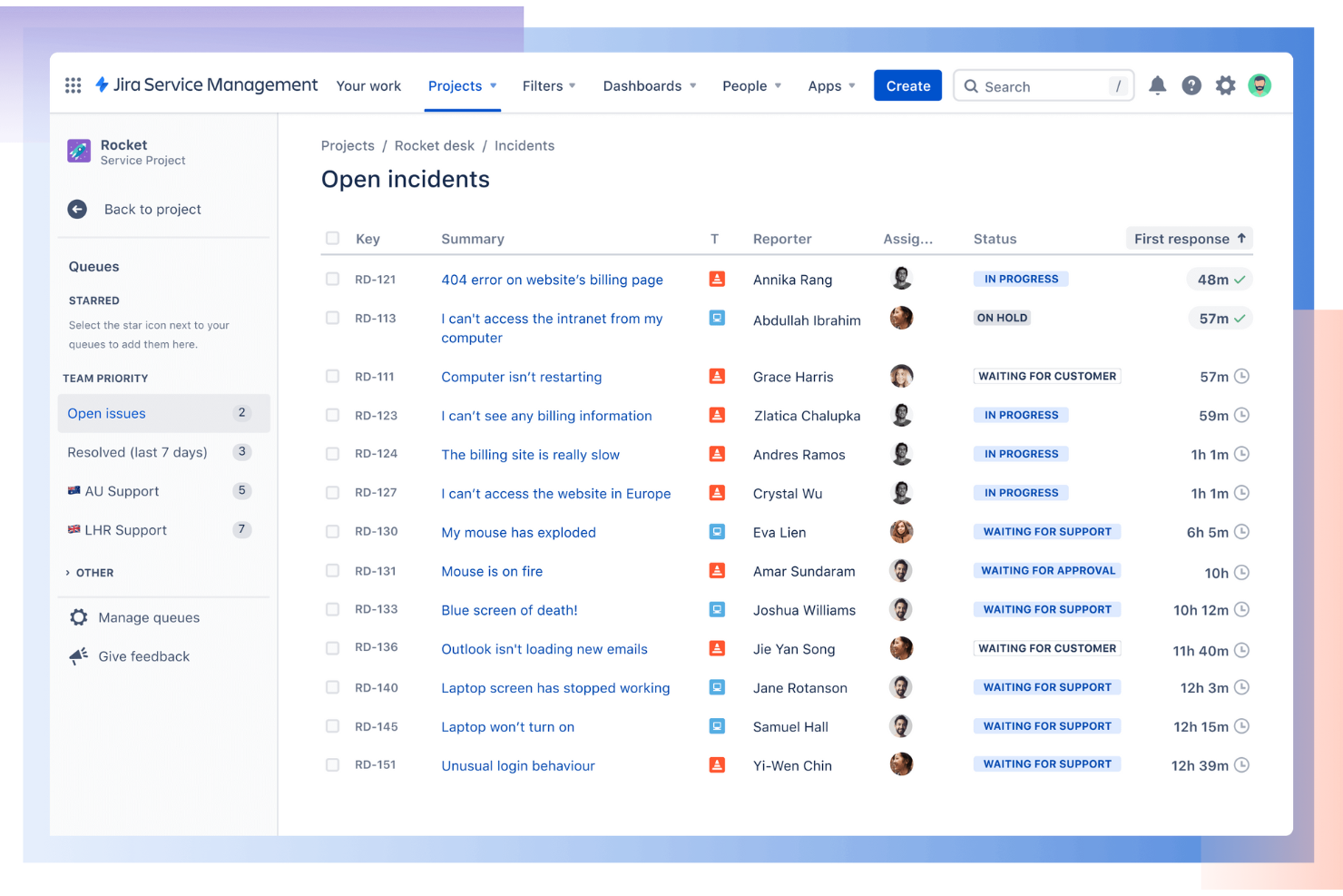 Jira Service Management screenshot - 10 Meilleurs Outils de Suivi des Défauts Évalués en 2026