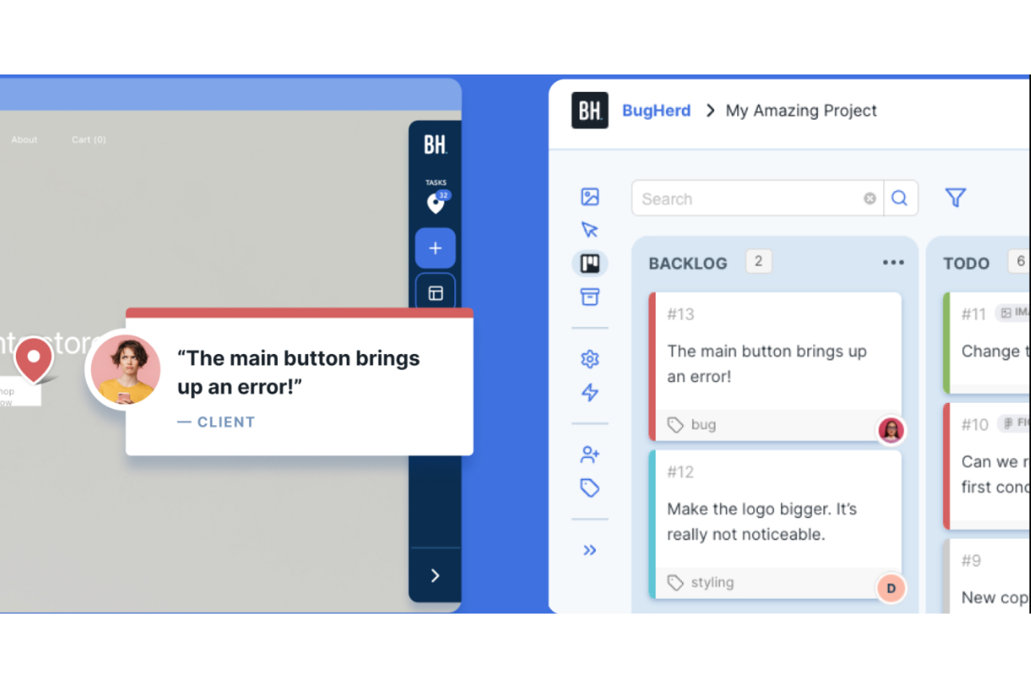 BugHerd screenshot - 10 Beste Bug-Tracking-Tools im Test für 2026