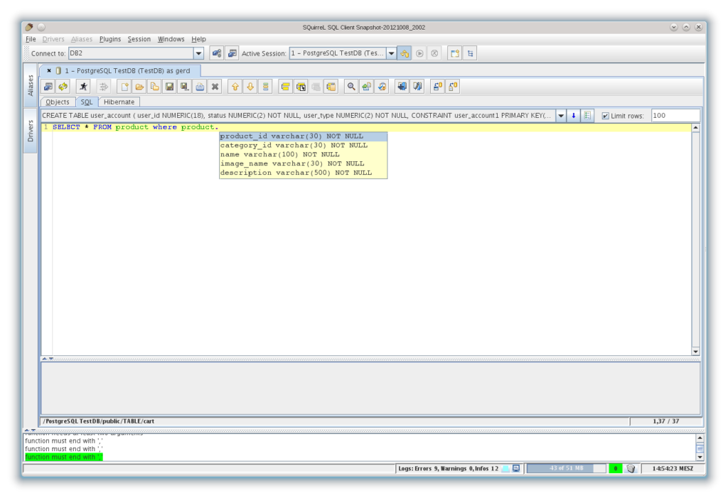 SQuirrel SQL screenshot - 3 Beste SQL-Editoren Im Jahr 2026 Bewertet