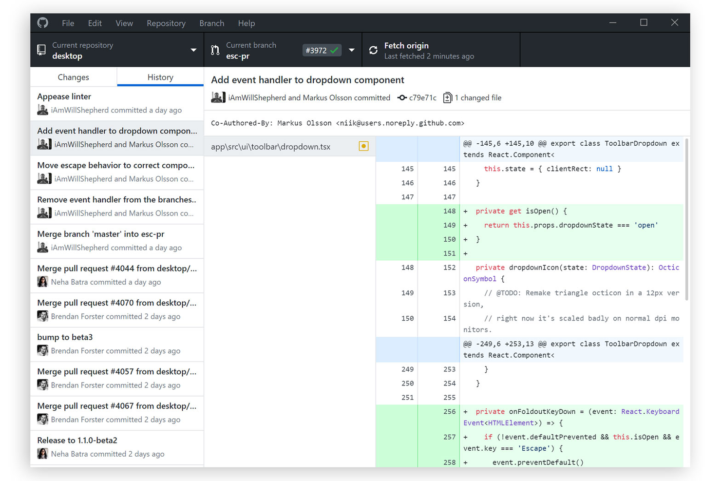 GitHub Desktop screenshot - 10 beste DevOps-Plattformen im Test 2026