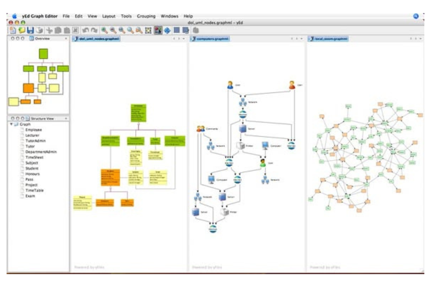 yED screenshot - 10 alternatives à Microsoft Visio sélectionnées pour 2026