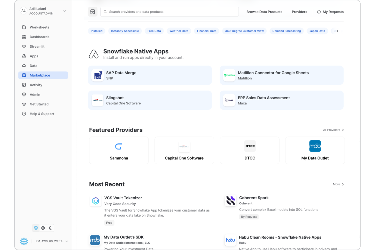 Snowflake Native Apps screenshot - 10 meilleures alternatives à dbt sélectionnées pour 2026