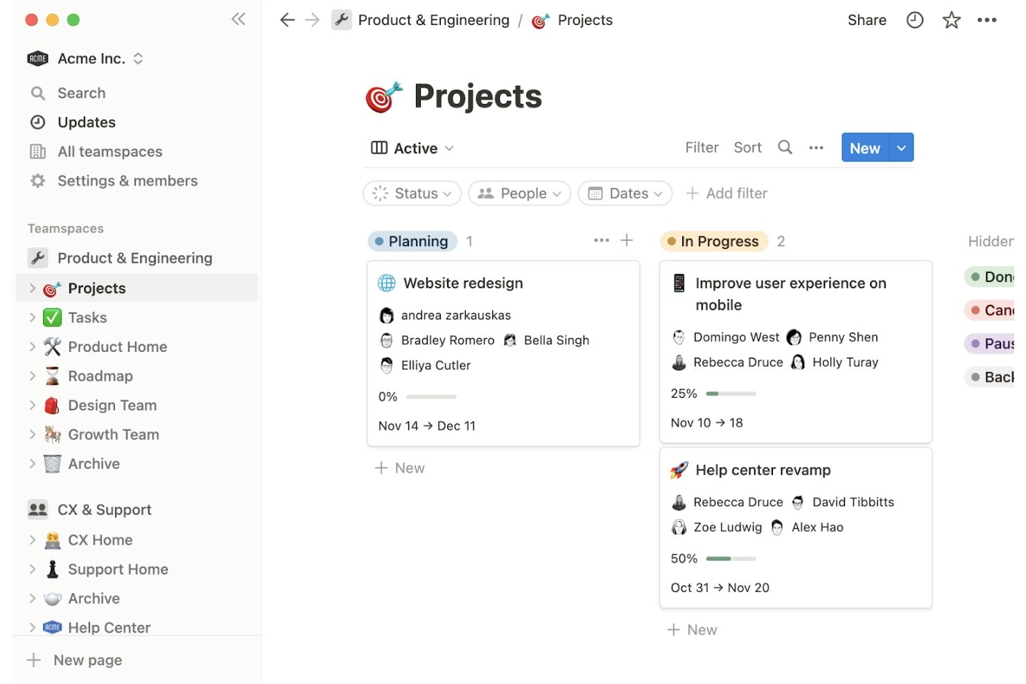 Notion screenshot - 10 meilleures alternatives à monday.com évaluées en 2026