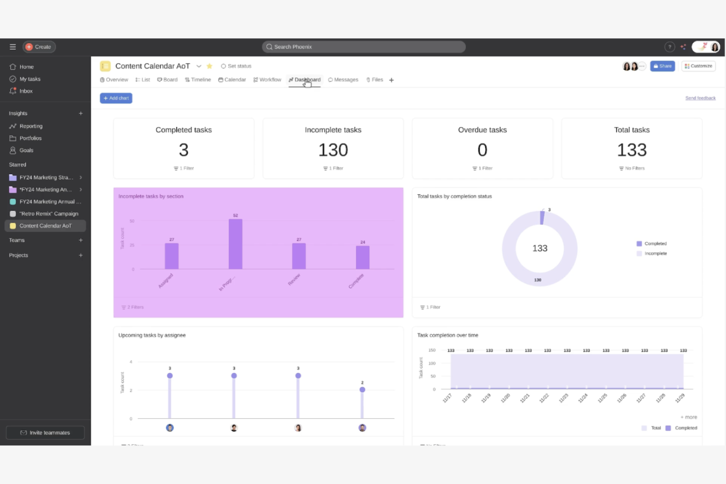 Asana screenshot - Die 10 besten Wrike-Alternativen im Test 2026
