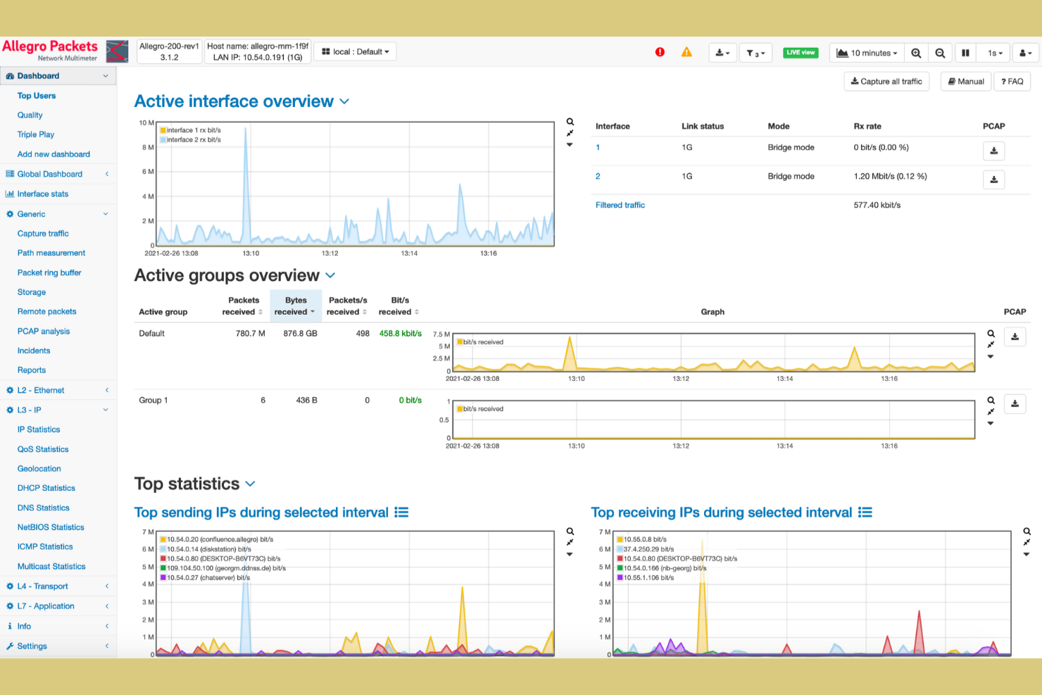 Allegro Network Multimeters screenshot - 11 Beste Wireshark-Alternativen im Test 2026