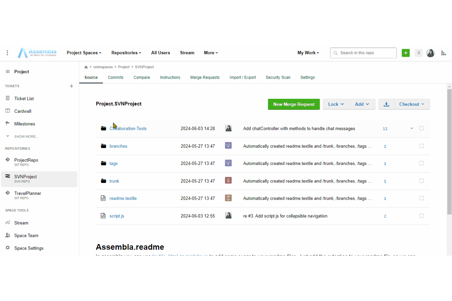 Assembla screenshot - 10 meilleures alternatives à GitHub évaluées en 2026