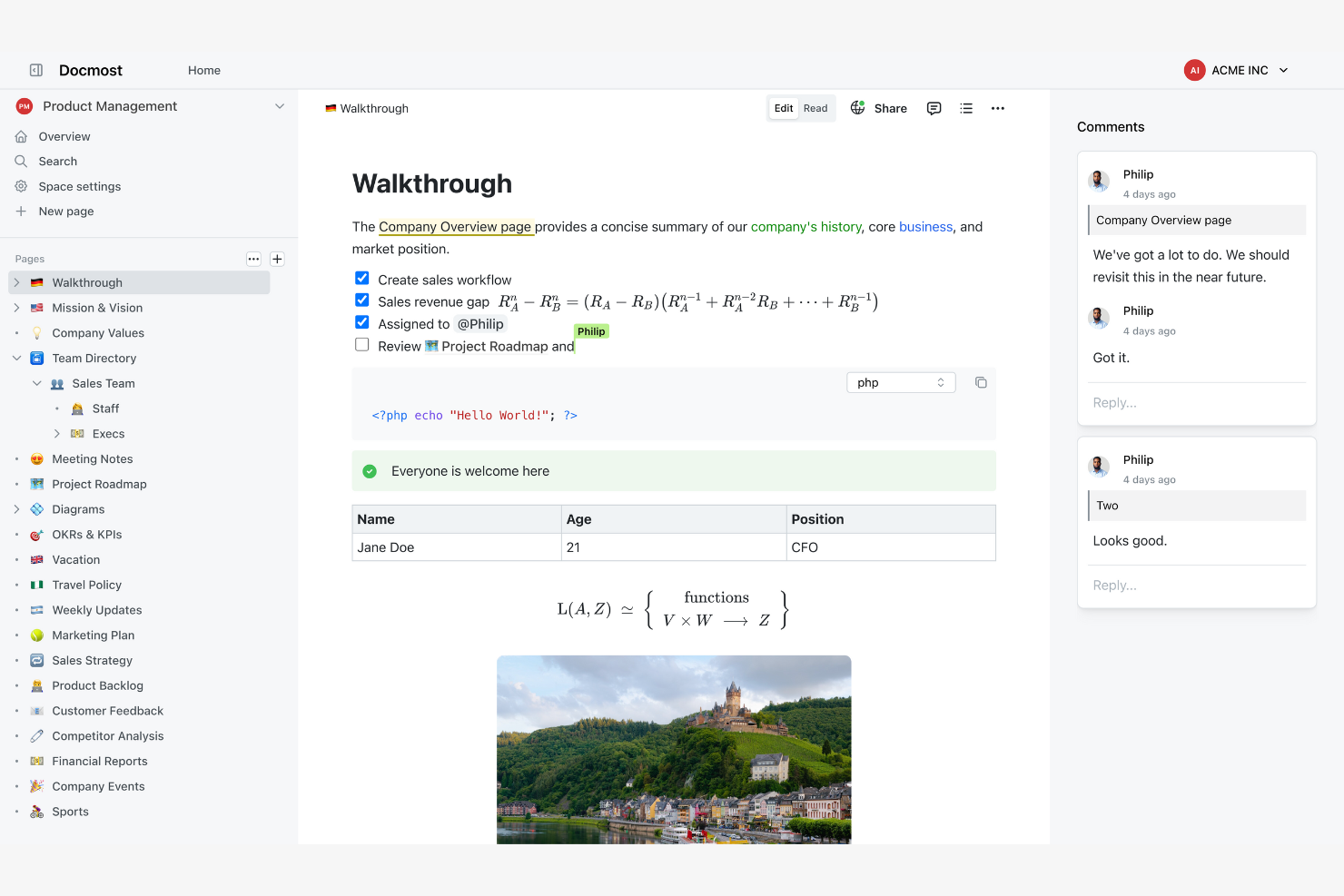 Docmost screenshot - 10 meilleures alternatives à Notion examinées en 2026