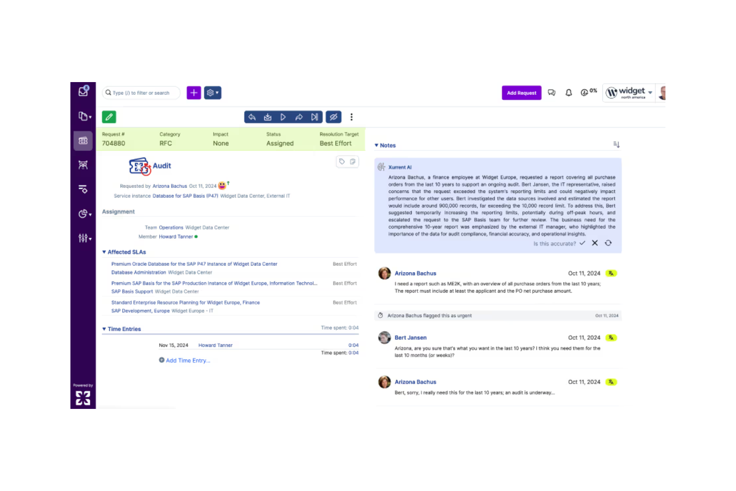 Xurrent screenshot - 19 meilleures alternatives à Jira Service Management pour 2026