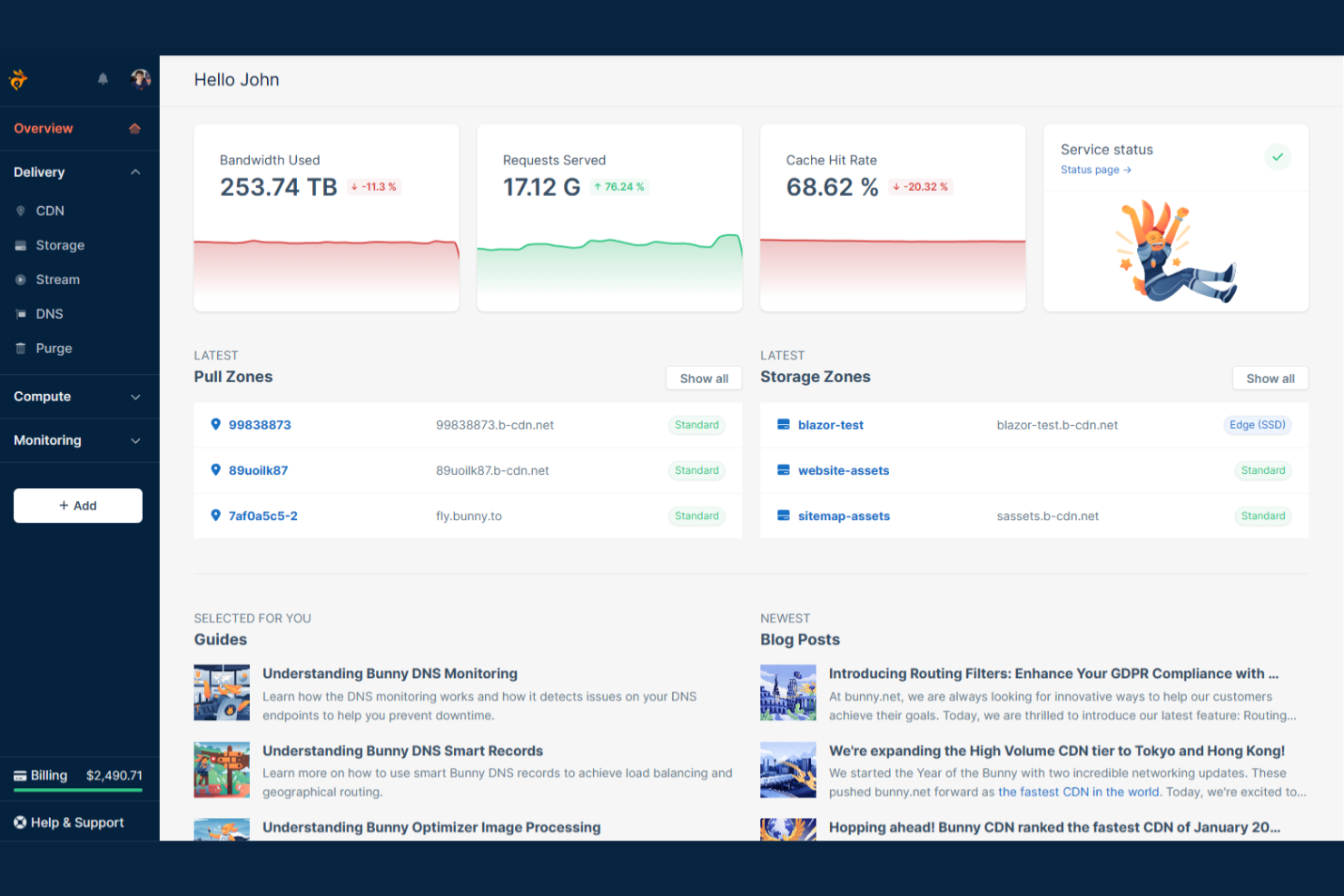 bunny.net screenshot - 10 meilleures alternatives à Cloudflare passées en revue en 2026