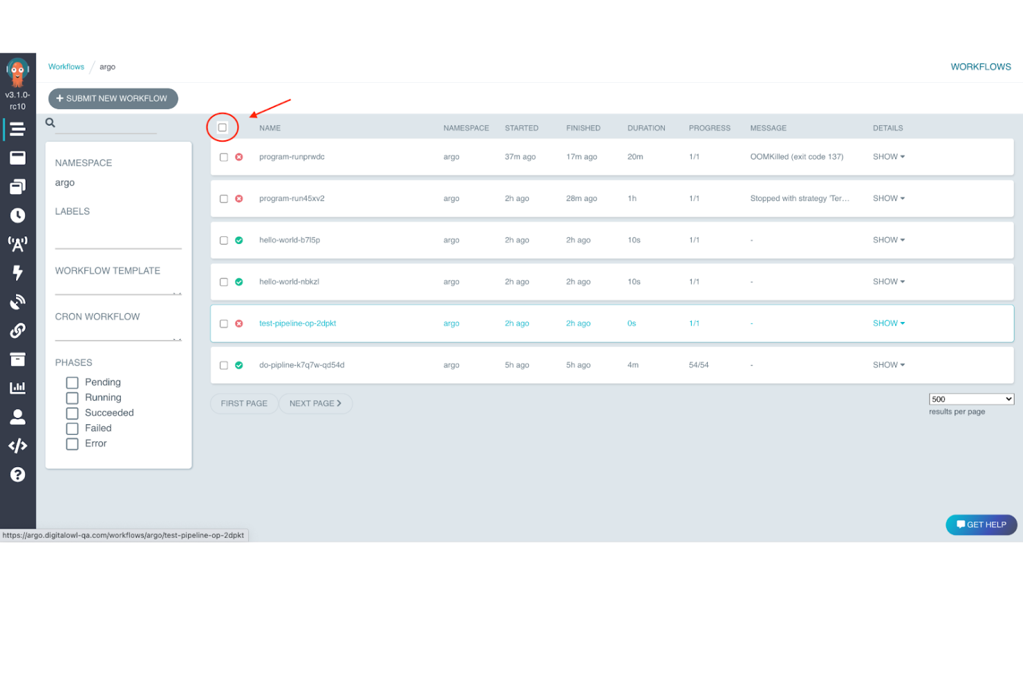 Argo Workflows screenshot - 10 meilleures alternatives à Jenkins passées en revue en 2026