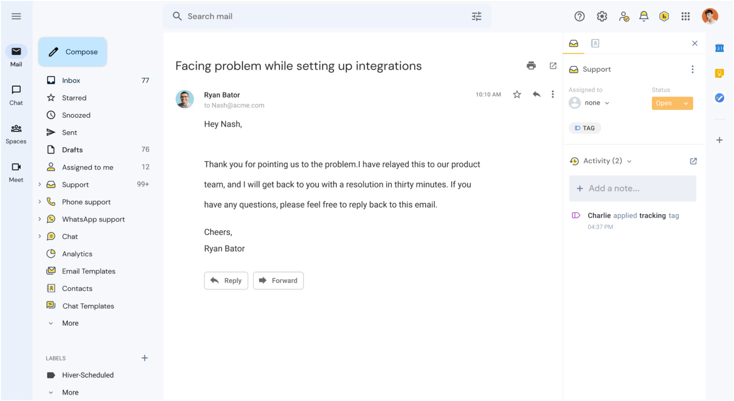 Hiver screenshot - 10 beste Zendesk-Alternativen im Test 2026