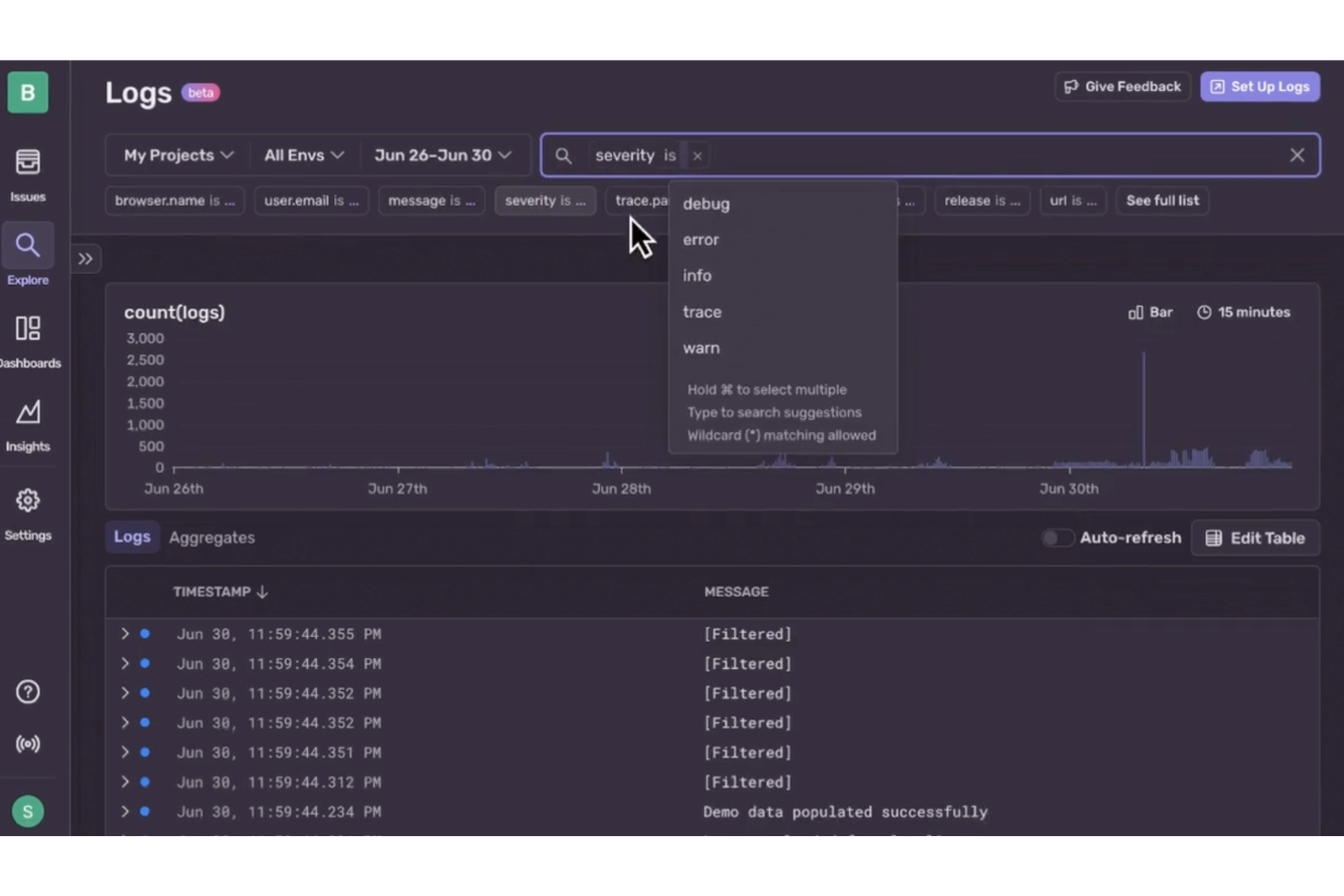 Sentry screenshot - 10 Beste Sumo Logic Alternativen im Test 2026