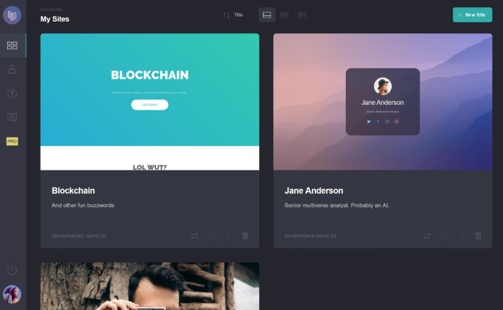 Carrd screenshot - 10 meilleures alternatives à Bubble testées en 2026