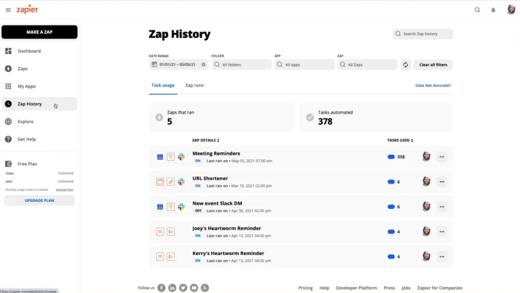 Zapier screenshot - 10 meilleures alternatives à Bubble testées en 2026