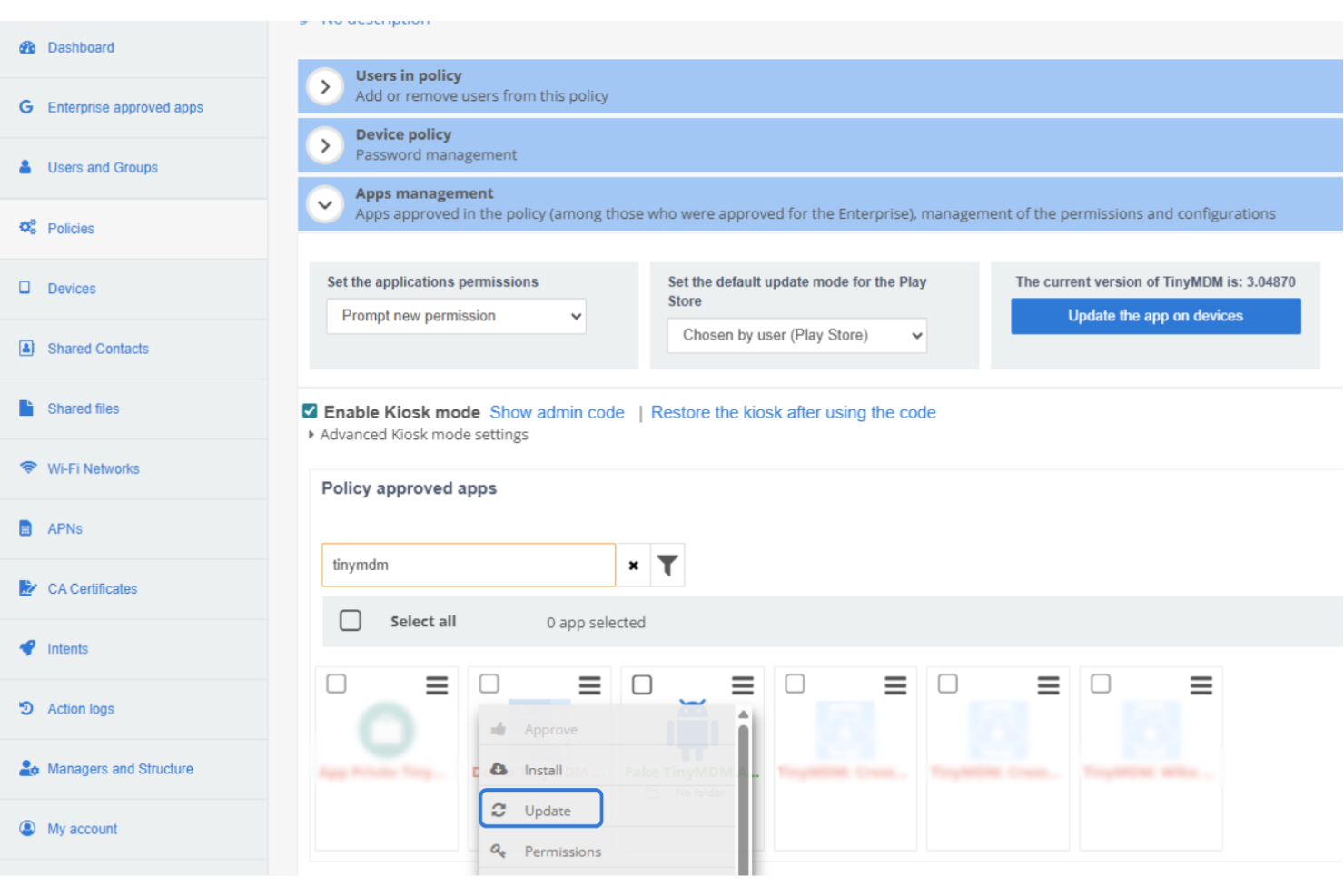 TinyMDM screenshot - 14 meilleurs logiciels de gestion d’appareils Android en 2026