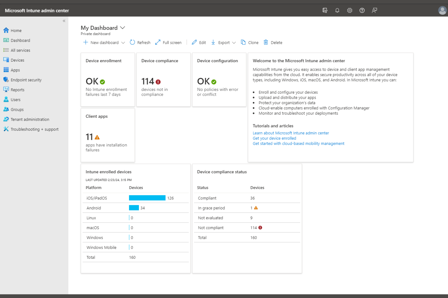 Microsoft Intune screenshot - Die 10 besten ManageEngine-Alternativen im Test 2026
