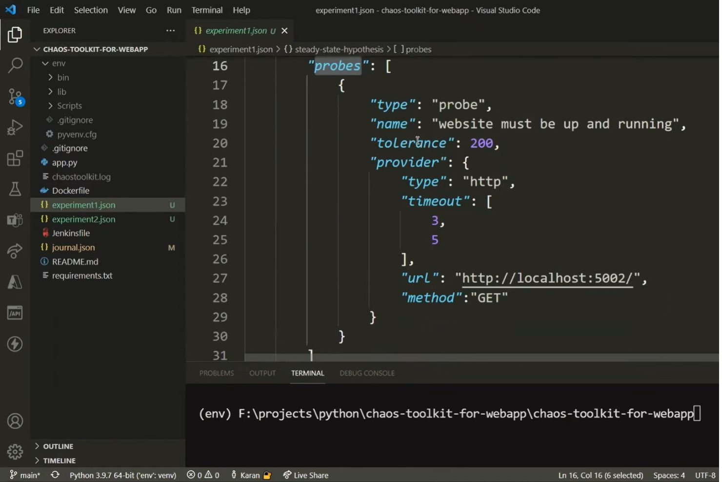 Chaos Toolkit screenshot - 10 meilleurs outils d’ingénierie du chaos en 2026