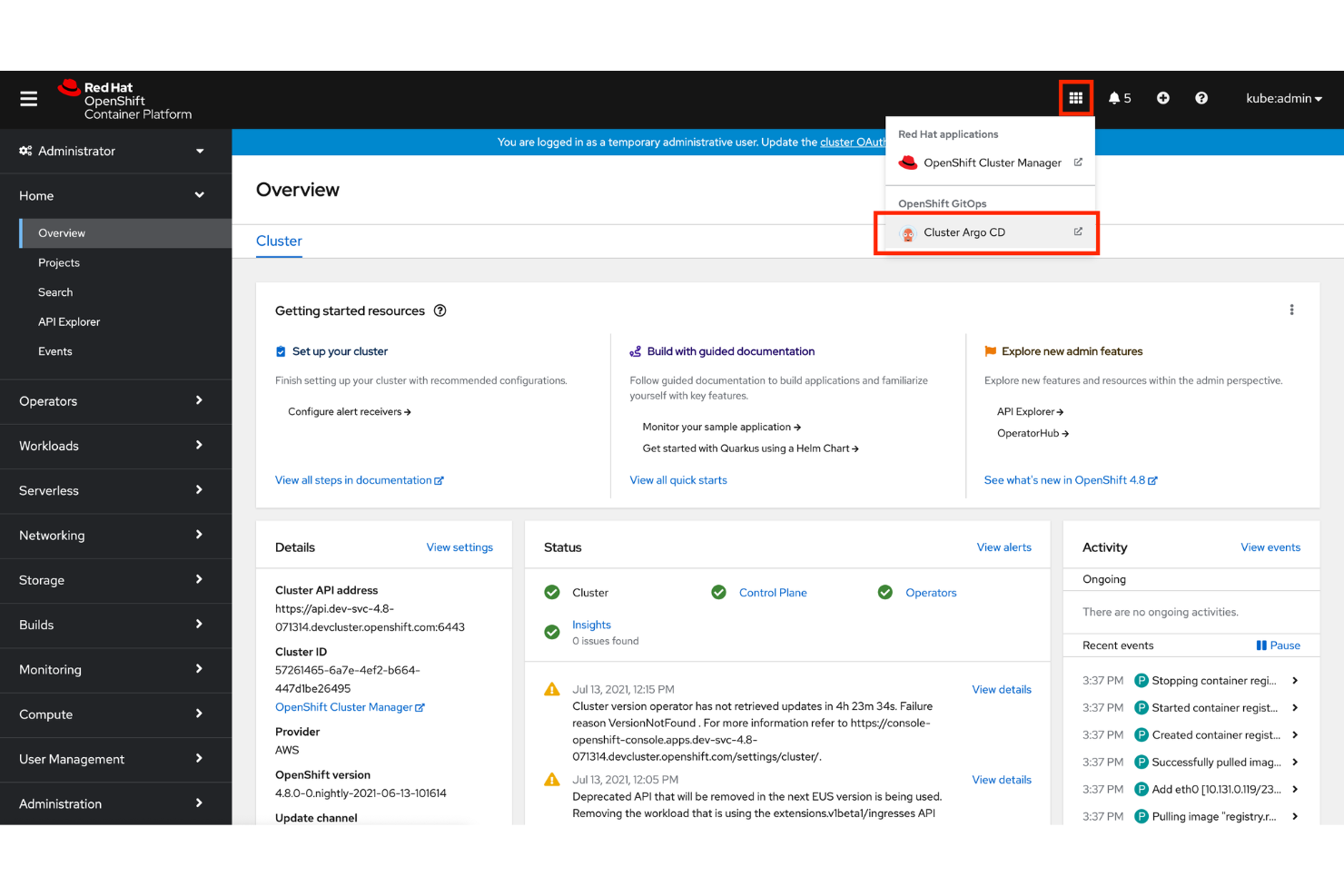 Red Hat OpenShift GitOps screenshot - Le 10 migliori soluzioni GitOps nel 2026