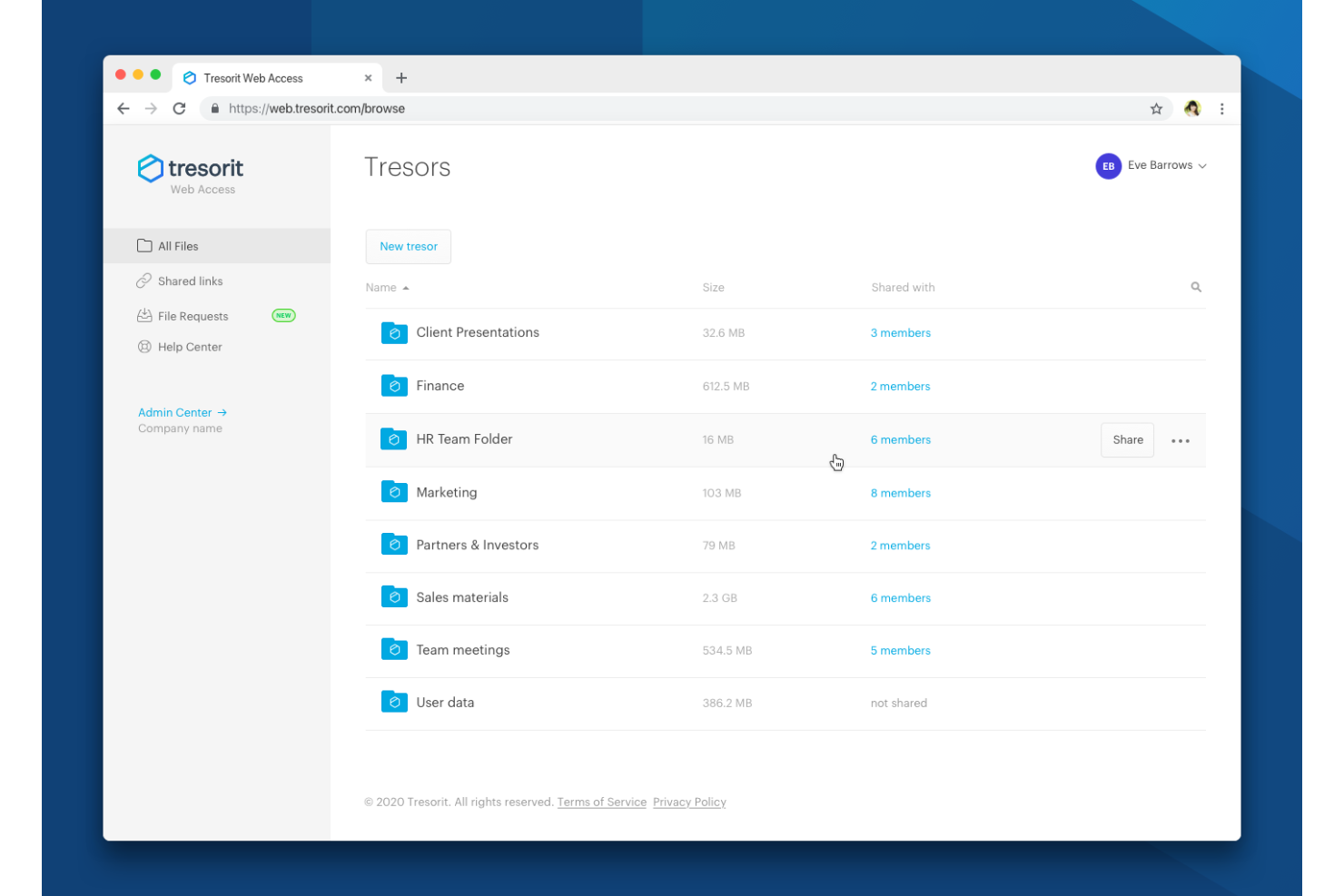 Tresorit screenshot - 10 Mejores Alternativas a Google Drive en 2026