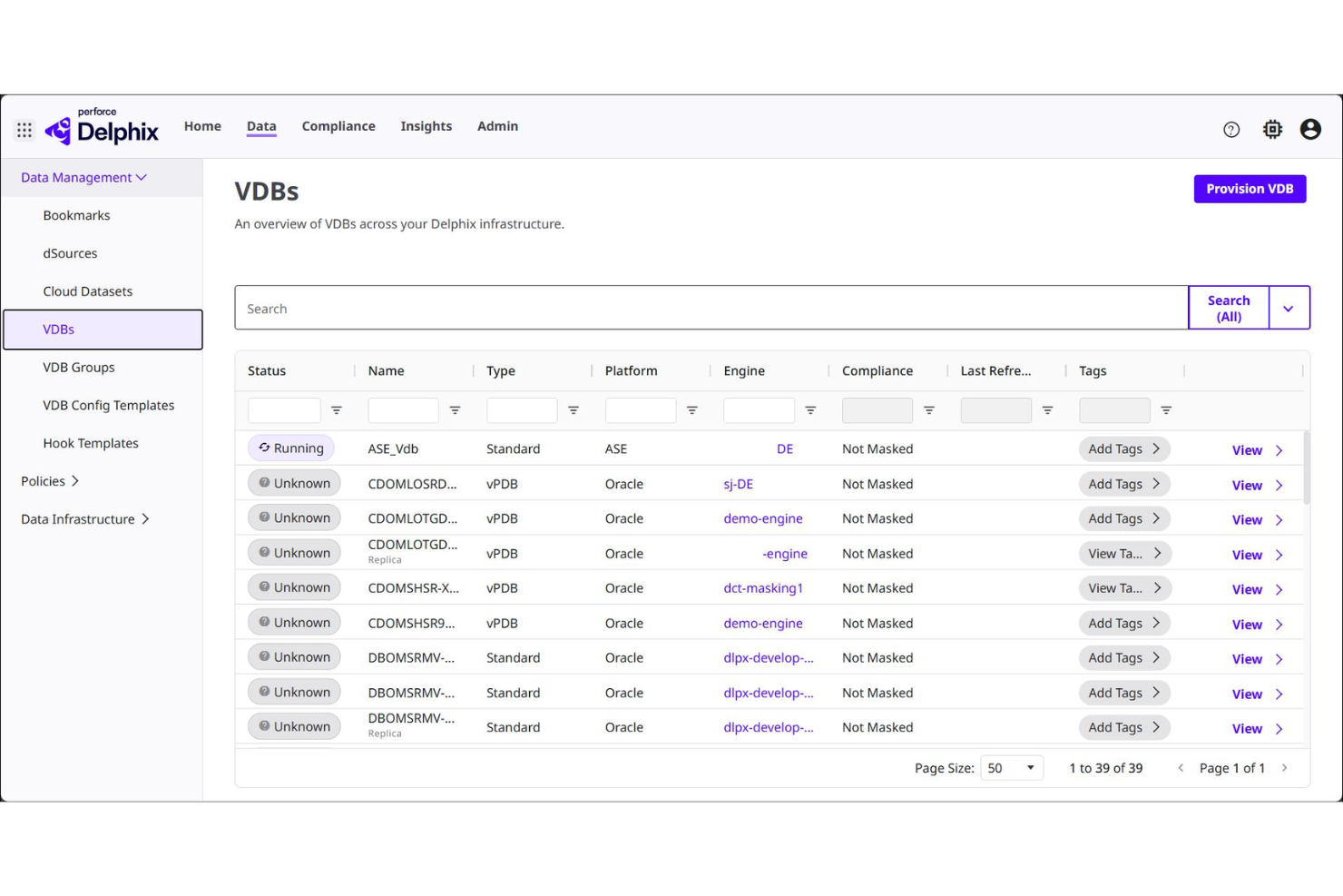 Perforce Delphix screenshot - I 10 migliori strumenti per la generazione di dati sintetici nel 2026