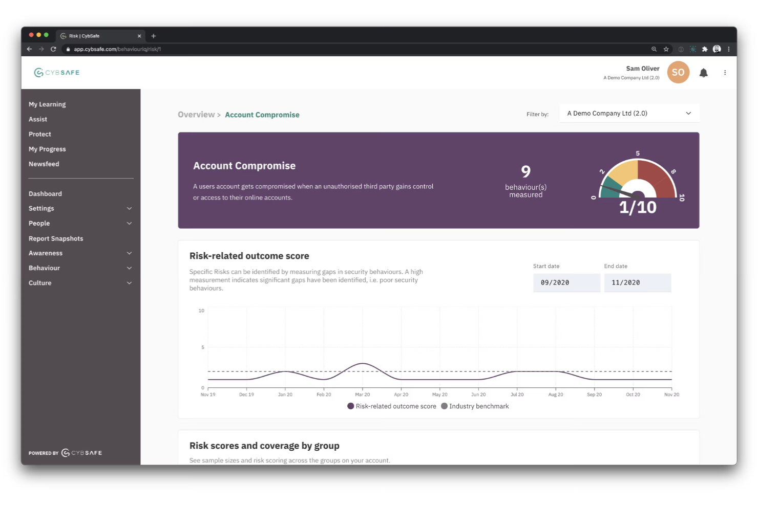 CybSafe screenshot - Le 20 Migliori Aziende di Cybersecurity nel Regno Unito Recensite nel 2026