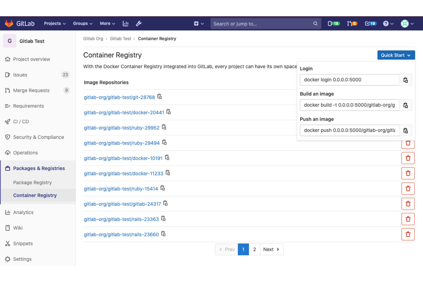 GitLab Package Registry screenshot - 10 Migliori Strumenti per Repository di Artifact nel 2026
