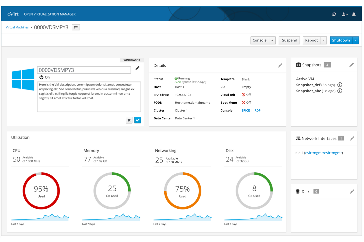 oVirt screenshot - Le 10 migliori alternative a VirtualBox per il 2026