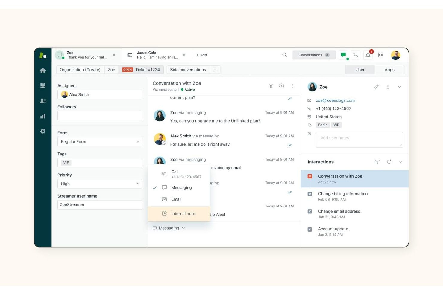 Zendesk screenshot - Le 10 migliori alternative a SysAid scelte per il 2026