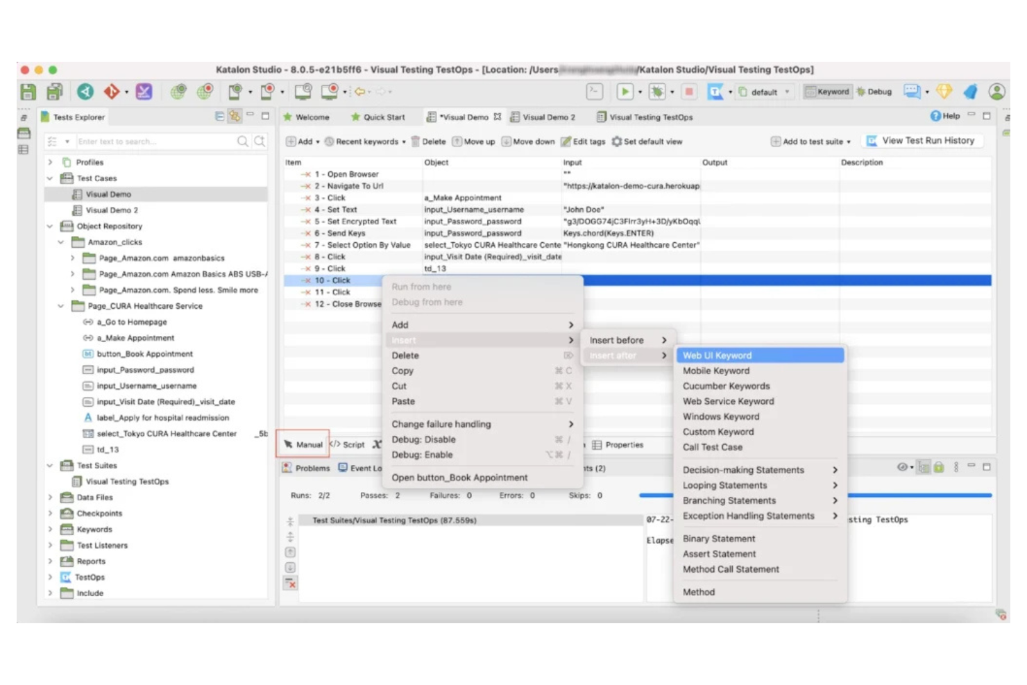 Katalon screenshot - 12 Migliori alternative a BrowserStack per il 2026