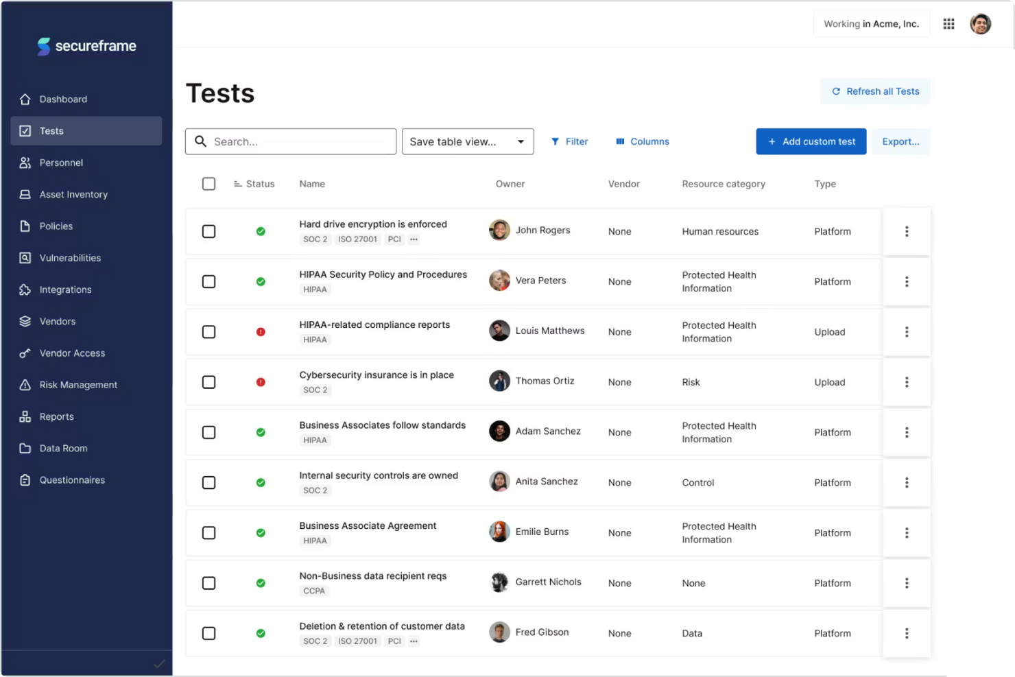 Secureframe screenshot - Le 10 migliori alternative a Vanta recensite nel 2026
