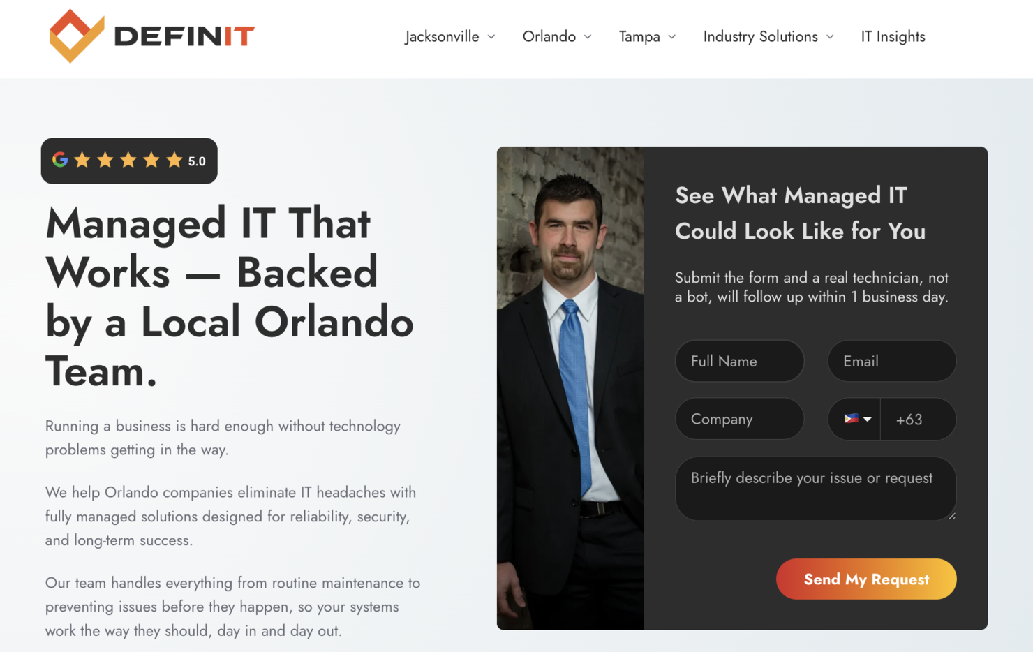 Definitive Solutions screenshot - I 10 migliori servizi IT gestiti a Orlando valutati nel 2026