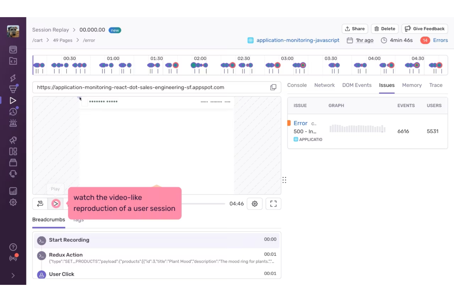 Sentry screenshot - I 10 migliori strumenti per il monitoraggio delle prestazioni per SaaS