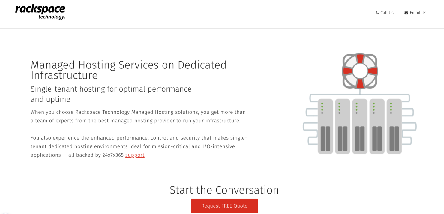 Rackspace Technology screenshot - I 10 migliori fornitori di servizi gestiti aziendali nel 2026