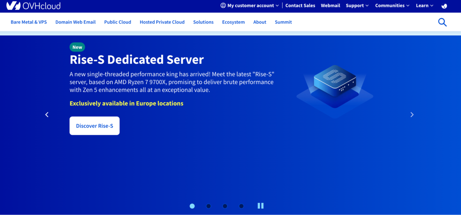 OVHcloud screenshot - Le 10 migliori aziende di servizi cloud gestiti recensite nel 2026