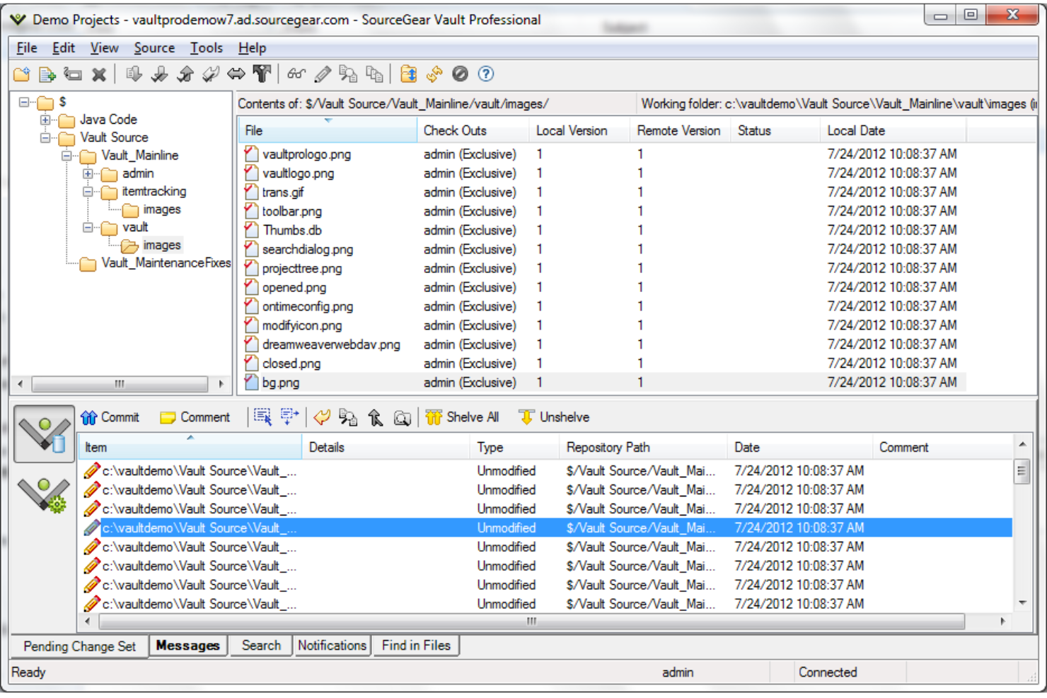 SourceGear Vault screenshot - Ho testato 10 alternative a Git: Le mie migliori scelte per il 2026
