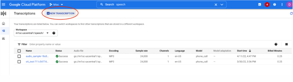 Google Cloud Speech-to-Text screenshot - Esplorando i 10 migliori software di riconoscimento vocale del 2026