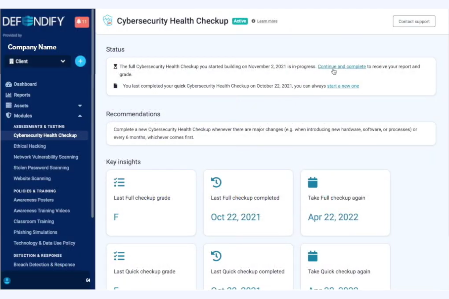Defendify screenshot - Le 10 migliori soluzioni gratuite di cybersecurity recensite nel 2026