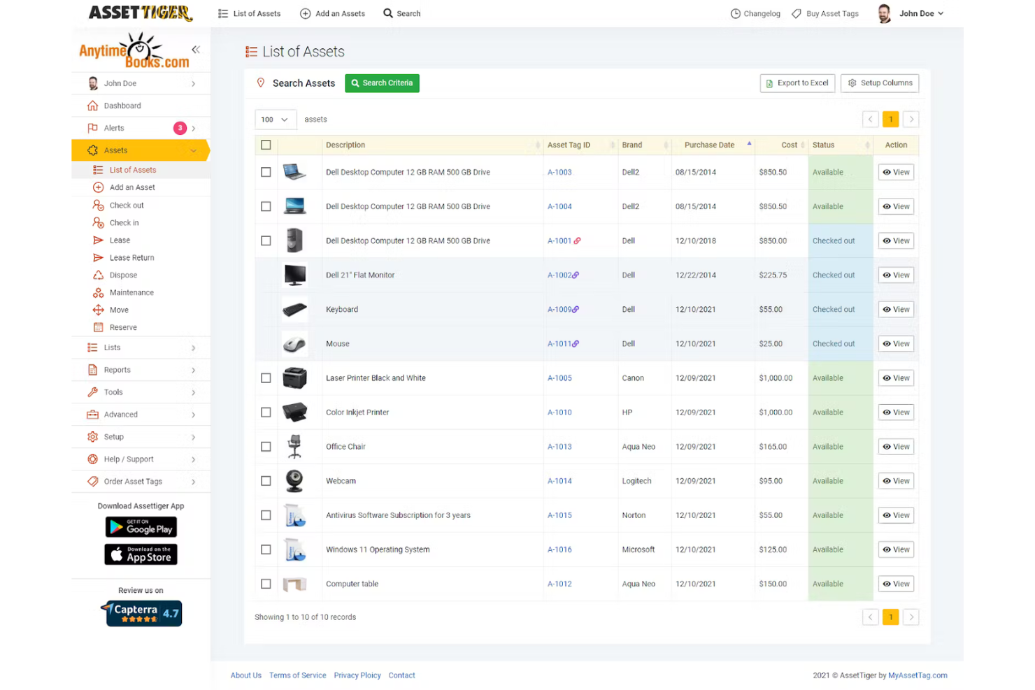 AssetTiger screenshot - Le 10 Migliori Soluzioni per la Gestione dei Beni Fissi Recensite nel 2026