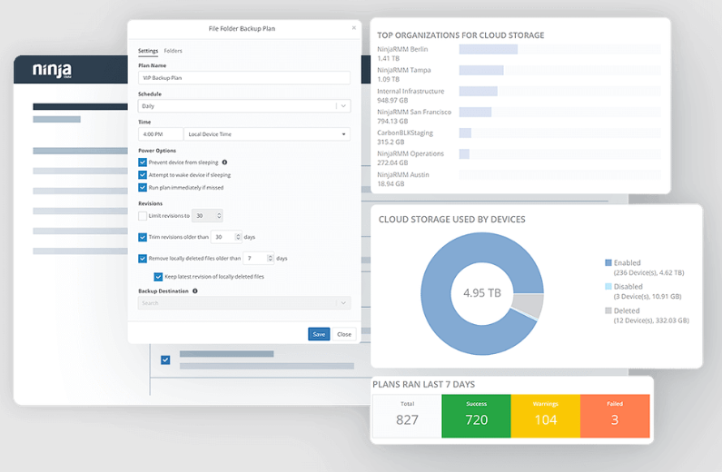 NinjaOne Backup screenshot - I 10 Migliori Software di Backup Online Recensiti nel 2026
