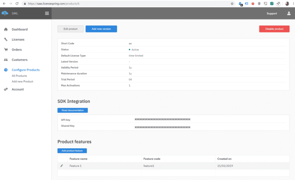 LicenseSpring screenshot - Le 10 Migliori Soluzioni di Gestione delle Licenze Recensite nel 2026